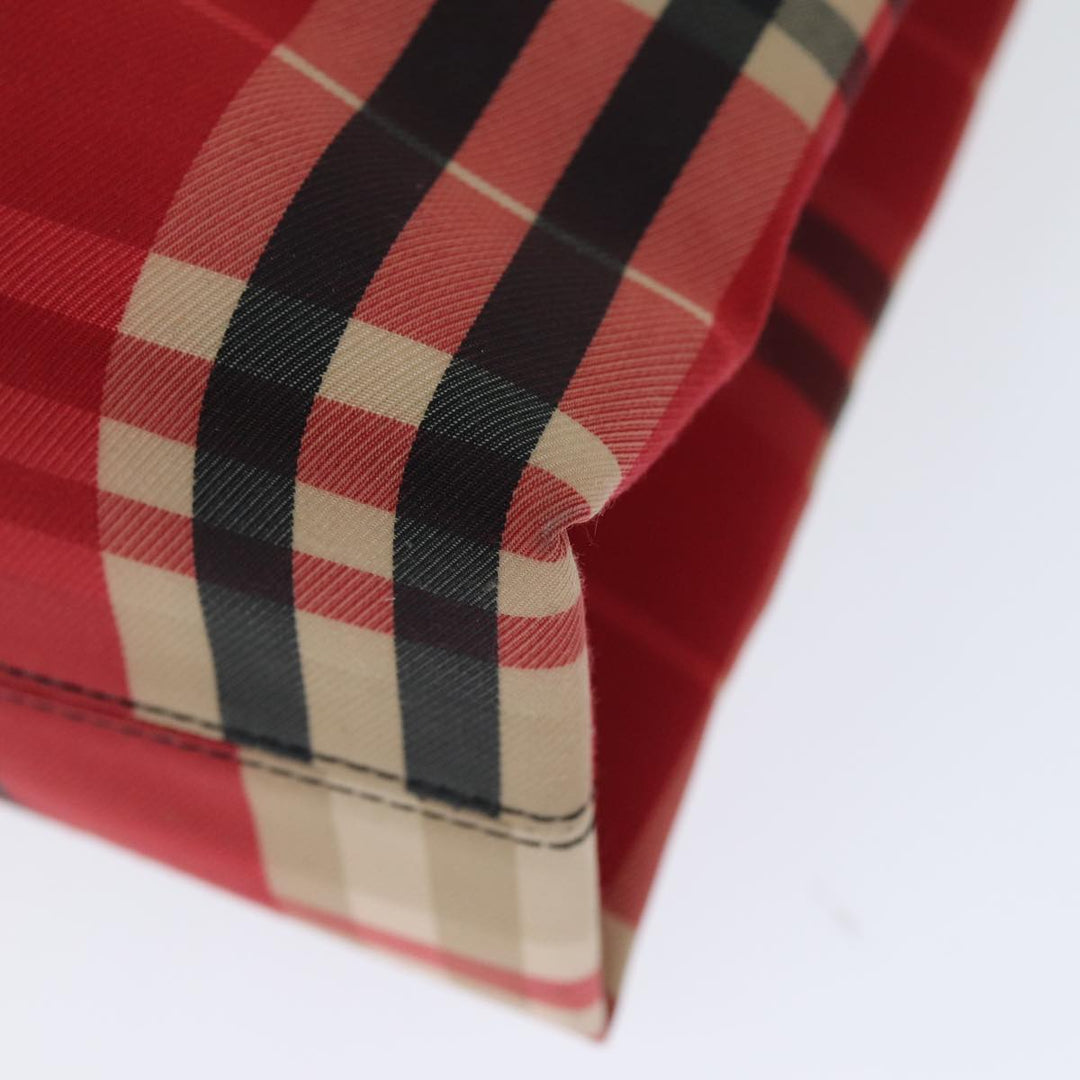 Burberry Nova Check Hand Bag Canvas Red Auth yk13550