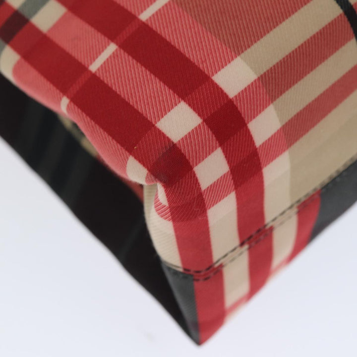 Burberry Nova Check Hand Bag Canvas Red Auth yk13550
