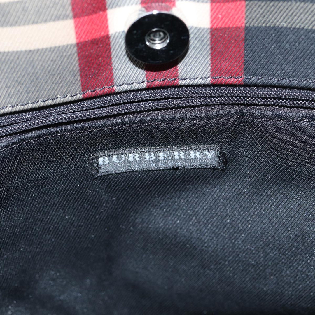 Burberry Nova Check Hand Bag Canvas Red Auth yk13550