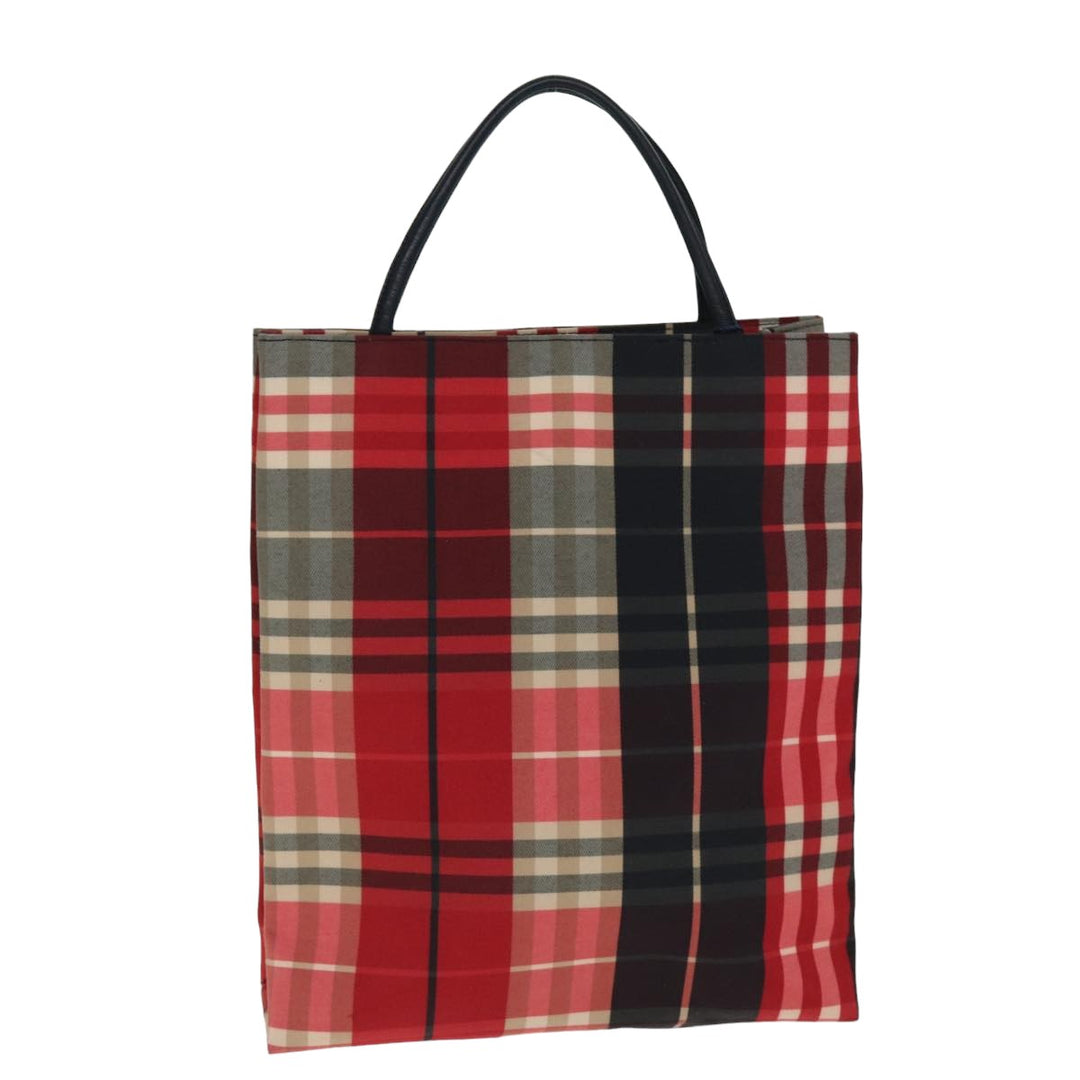 Burberry Nova Check Hand Bag Canvas Red Auth yk13550