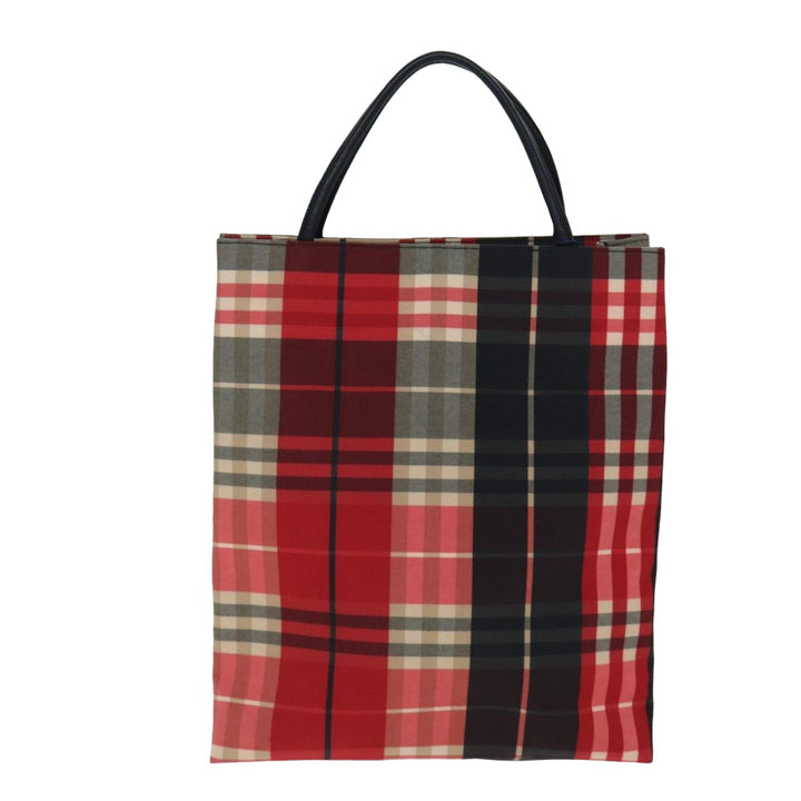 Burberry Nova Check Hand Bag Canvas Red Auth yk13550