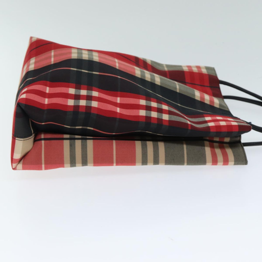 Burberry Nova Check Hand Bag Canvas Red Auth yk13550