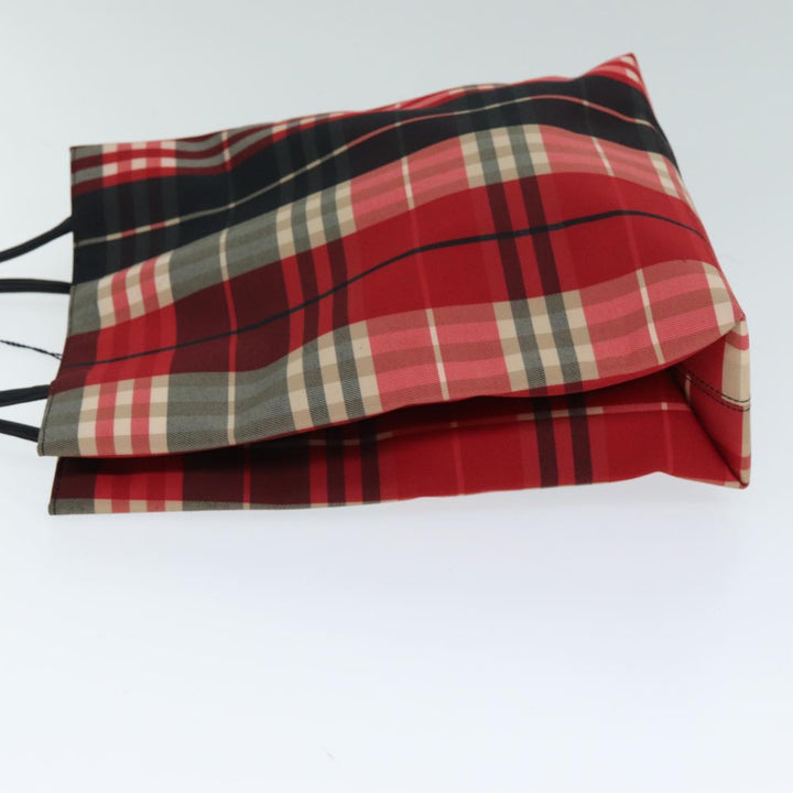 Burberry Nova Check Hand Bag Canvas Red Auth yk13550