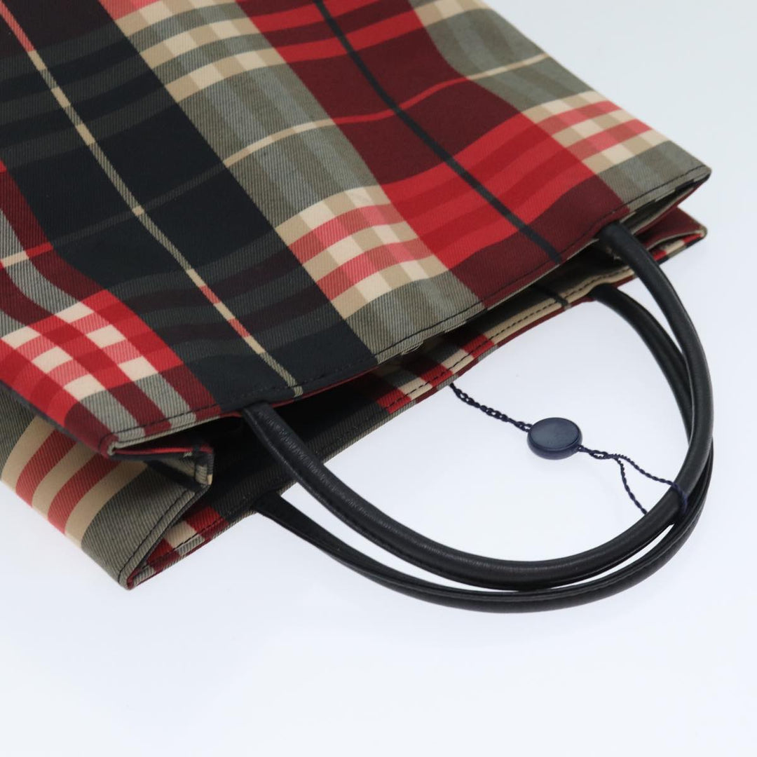 Burberry Nova Check Hand Bag Canvas Red Auth yk13550