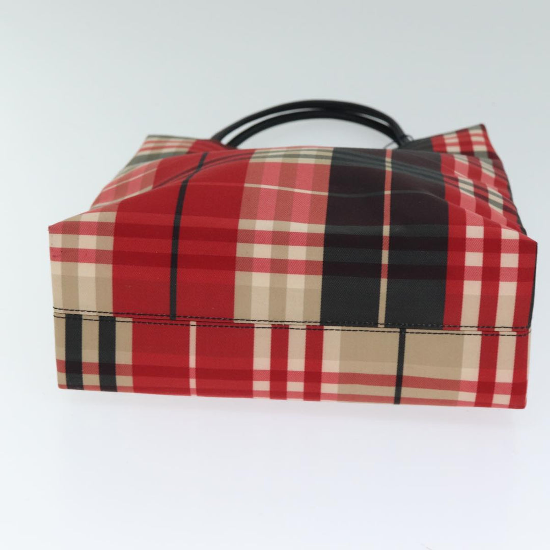 Burberry Nova Check Hand Bag Canvas Red Auth yk13550