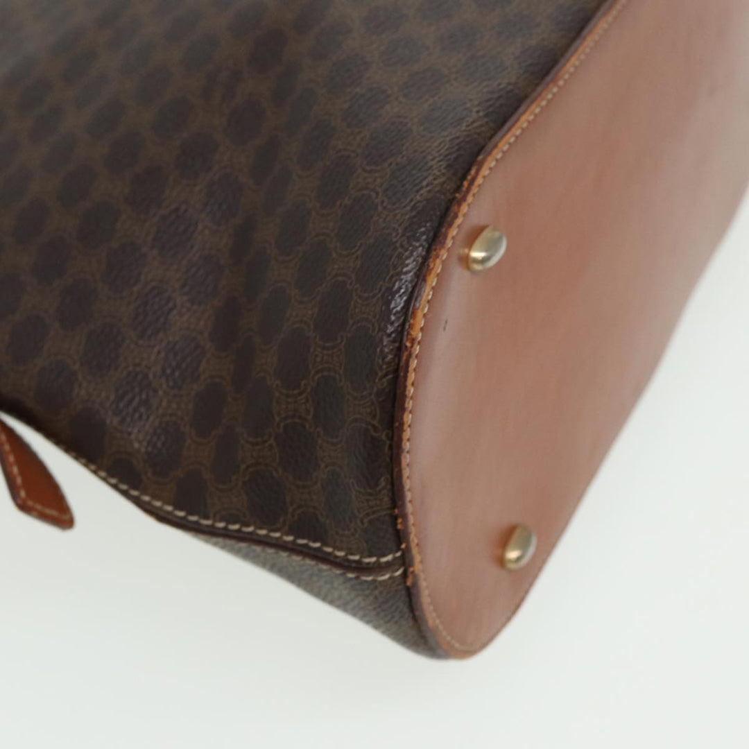 Celine Macadam Canvas Hand Bag PVC Leather Brown Auth yk13595