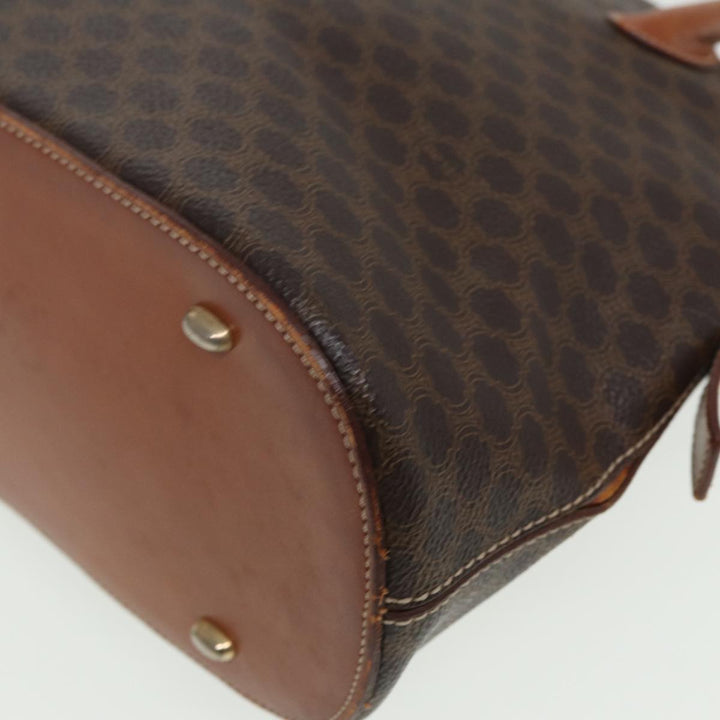 Celine Macadam Canvas Hand Bag PVC Leather Brown Auth yk13595