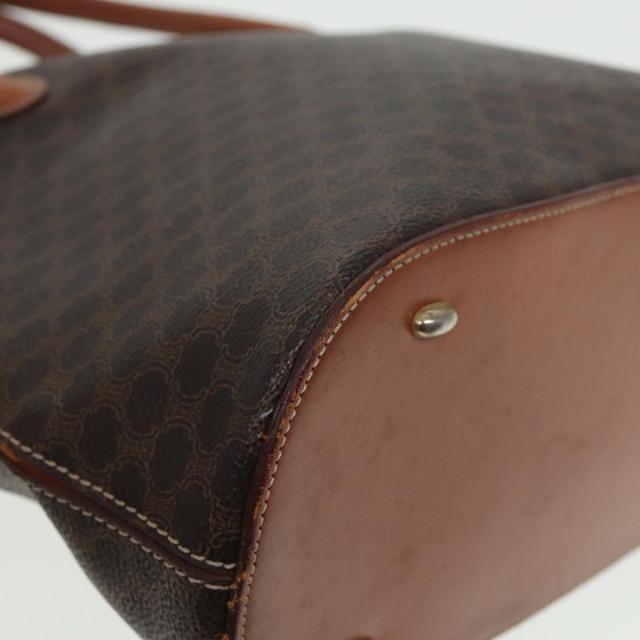 Celine Macadam Canvas Hand Bag PVC Leather Brown Auth yk13595