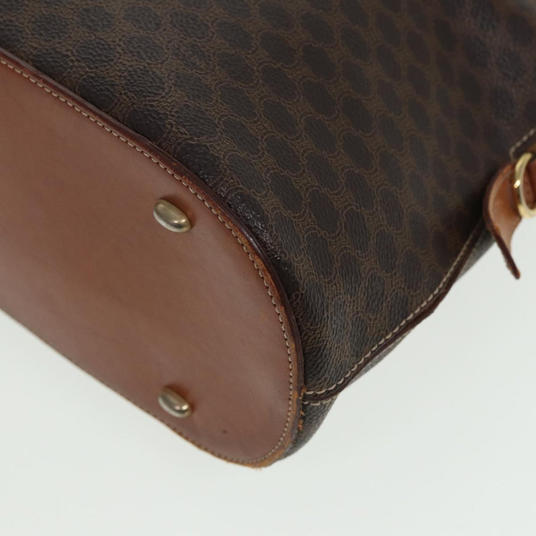 Celine Macadam Canvas Hand Bag PVC Leather Brown Auth yk13595