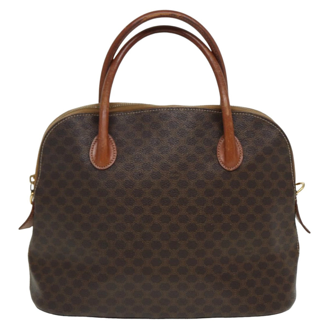 Celine Macadam Canvas Hand Bag PVC Leather Brown Auth yk13595