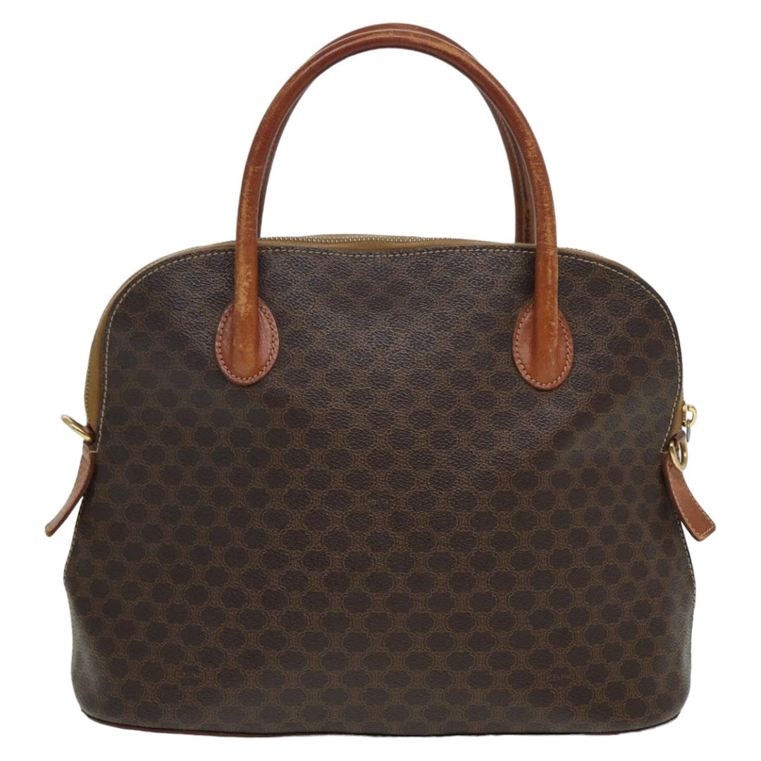 Celine Macadam Canvas Hand Bag PVC Leather Brown Auth yk13595