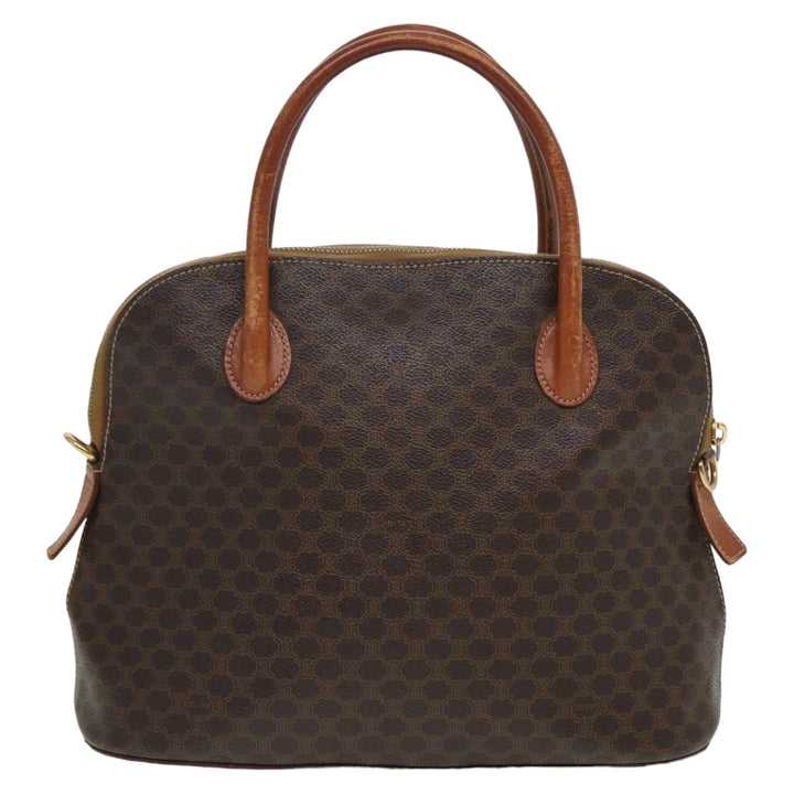 Celine Macadam Canvas Hand Bag PVC Leather Brown Auth yk13595