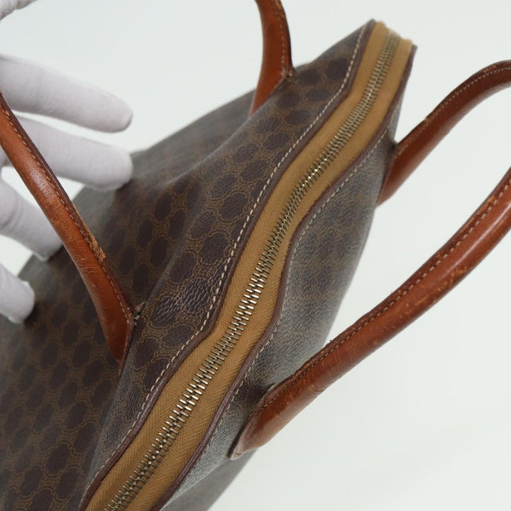 Celine Macadam Canvas Hand Bag PVC Leather Brown Auth yk13595