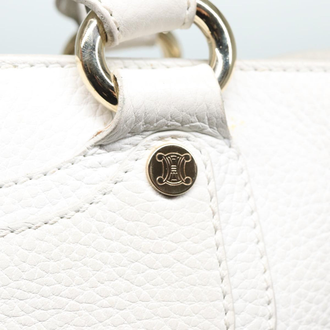 Celine Boogie bag Hand Bag Leather White Auth yk13610