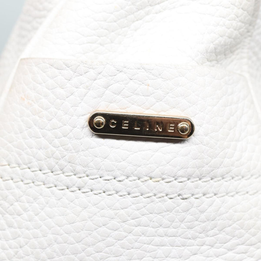 Celine Boogie bag Hand Bag Leather White Auth yk13610