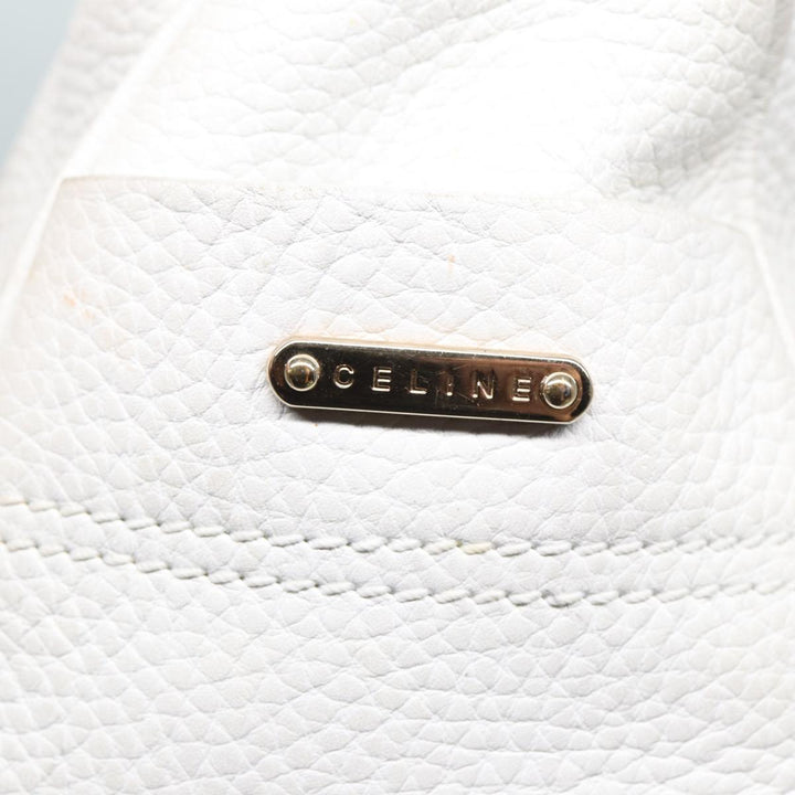 Celine Boogie bag Hand Bag Leather White Auth yk13610