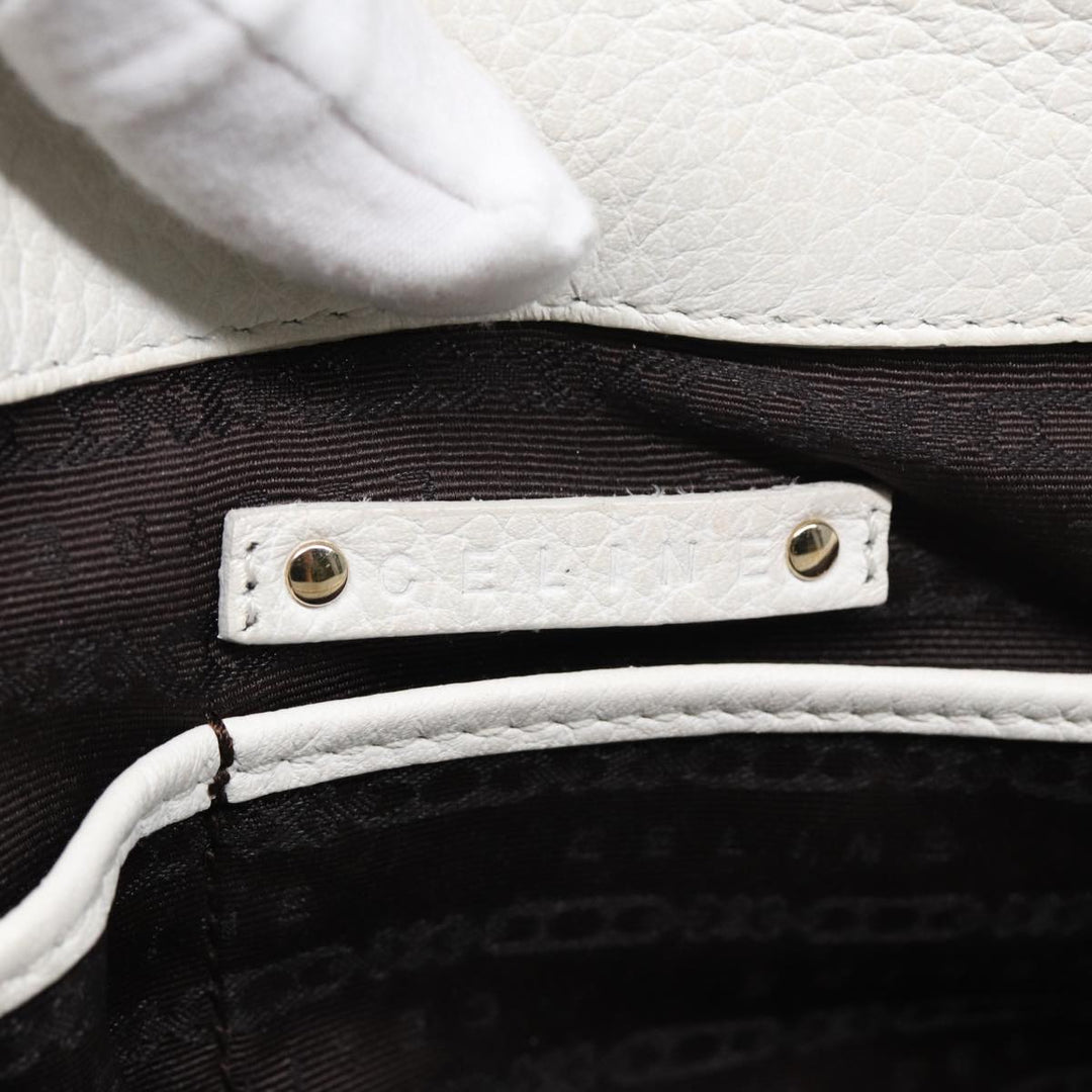 Celine Boogie bag Hand Bag Leather White Auth yk13610