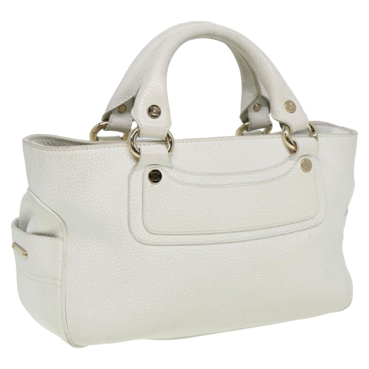 Celine Boogie bag Hand Bag Leather White Auth yk13610