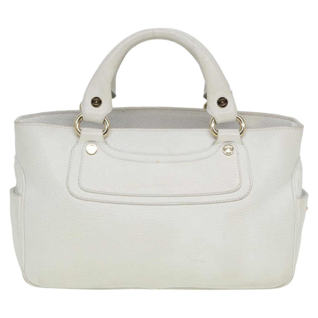 Celine Boogie bag Hand Bag Leather White Auth yk13610