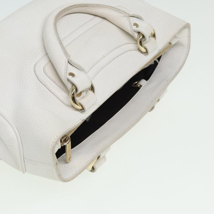 Celine Boogie bag Hand Bag Leather White Auth yk13610