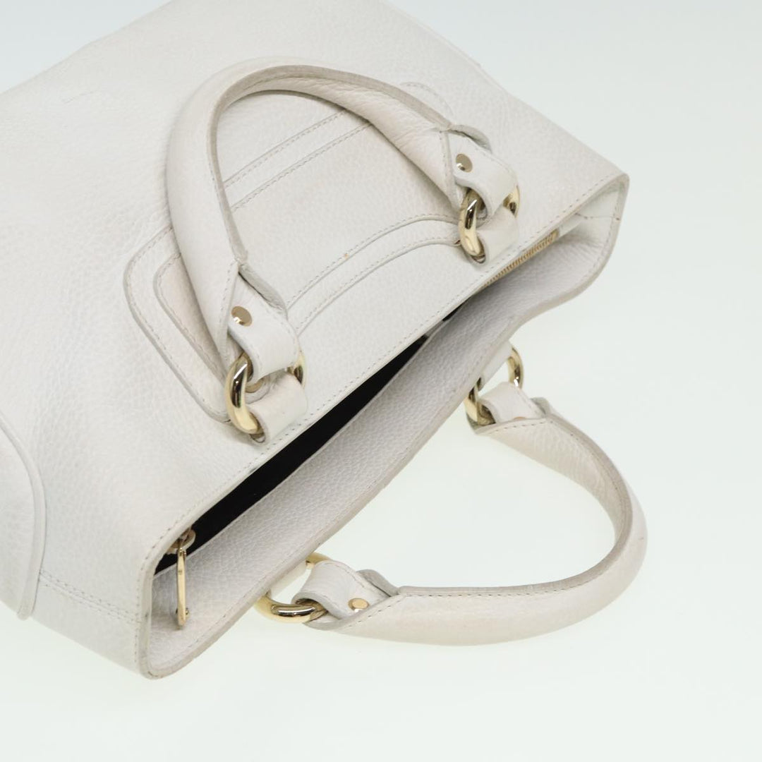 Celine Boogie bag Hand Bag Leather White Auth yk13610