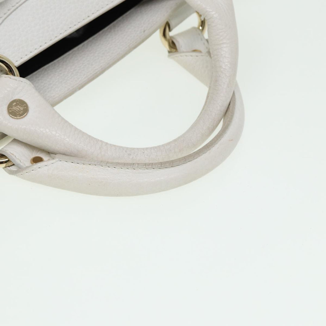 Celine Boogie bag Hand Bag Leather White Auth yk13610