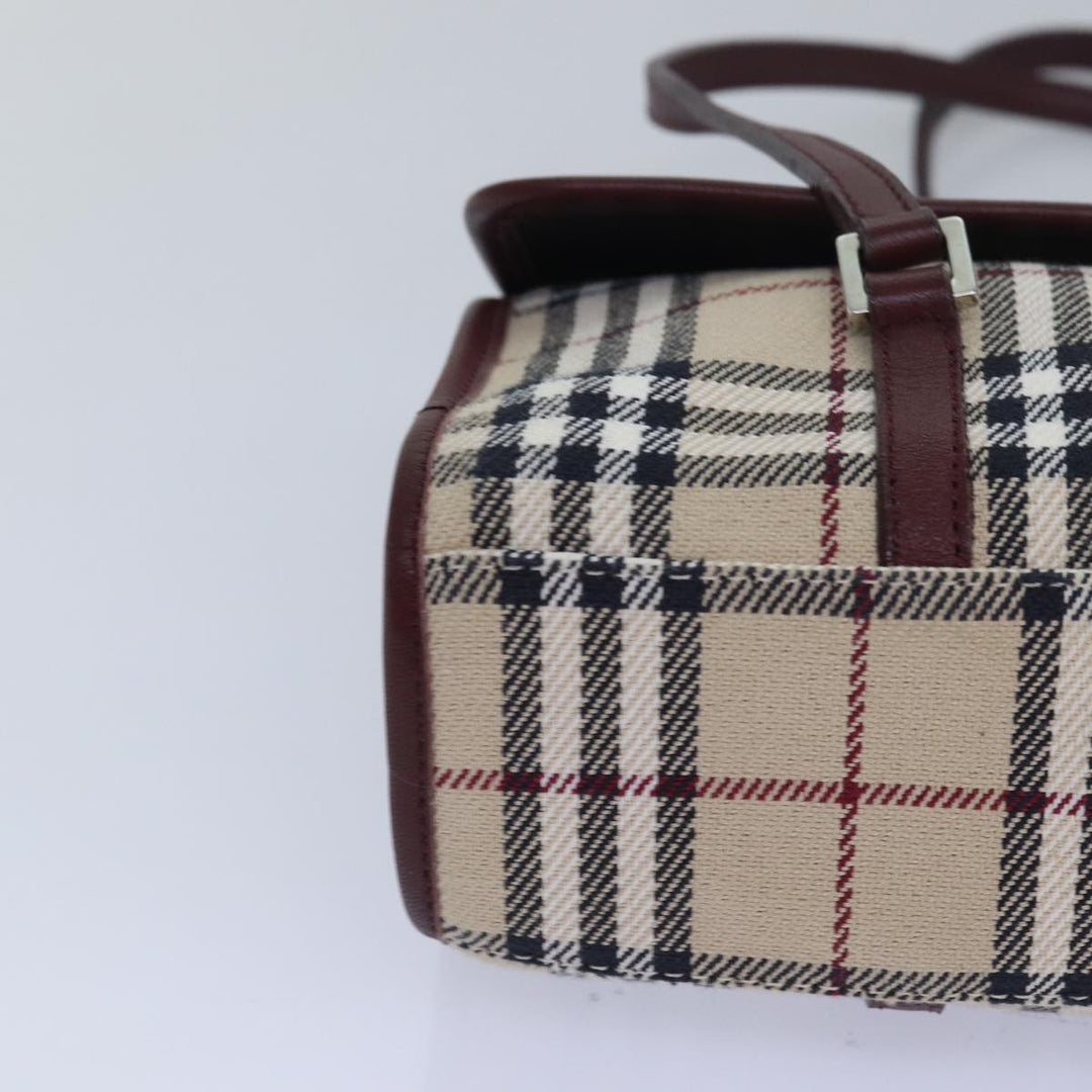 Burberry Nova Check Hand Bag Canvas Beige Auth yk13611