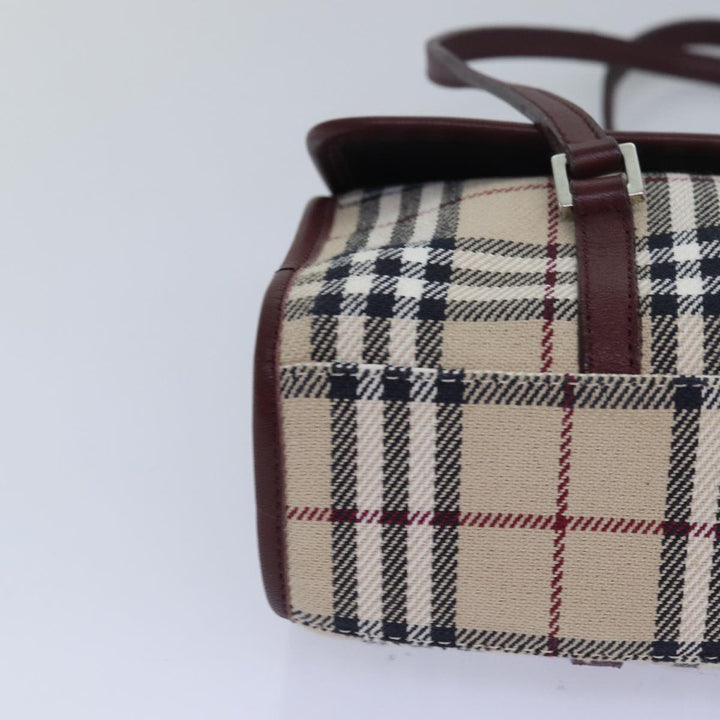 Burberry Nova Check Hand Bag Canvas Beige Auth yk13611