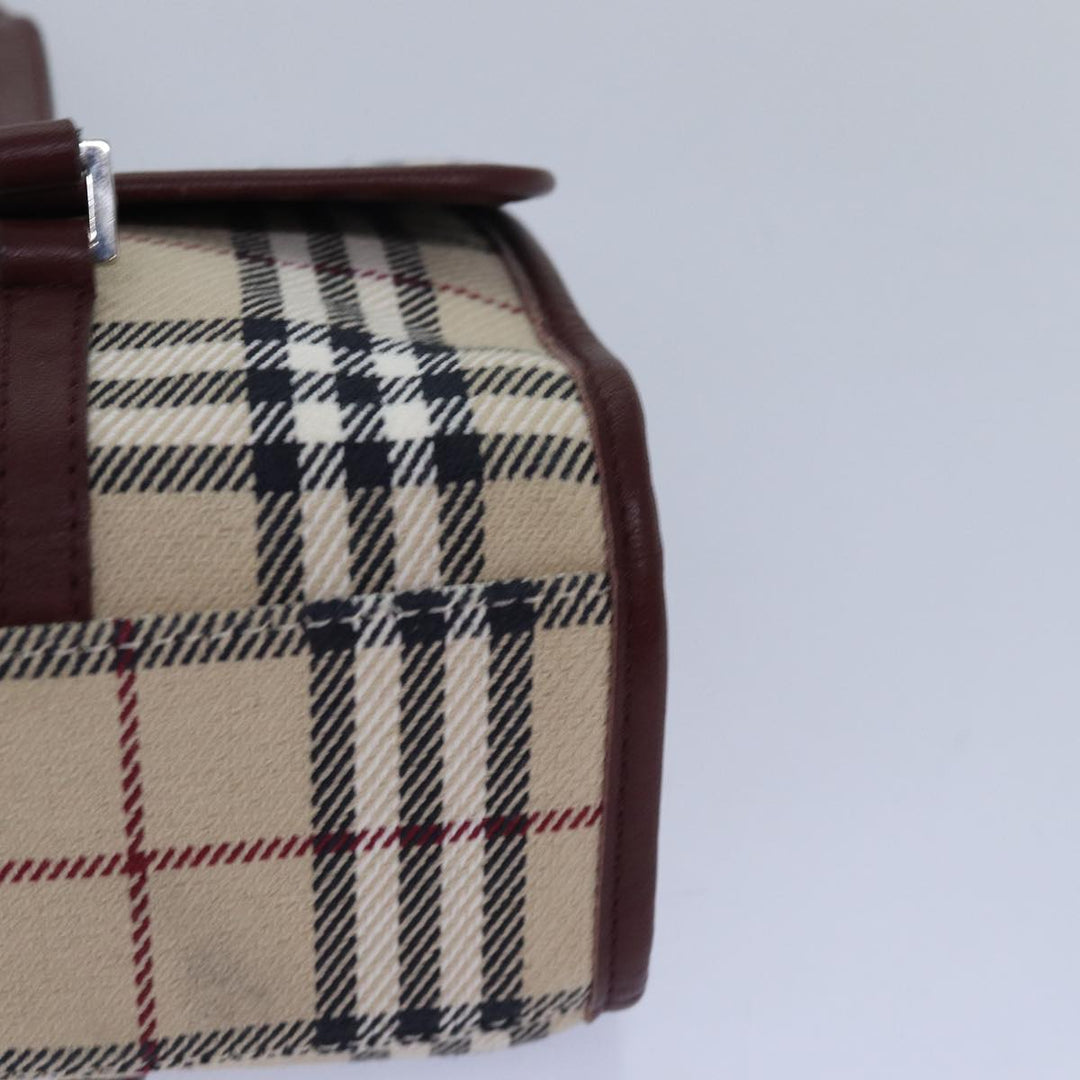 Burberry Nova Check Hand Bag Canvas Beige Auth yk13611