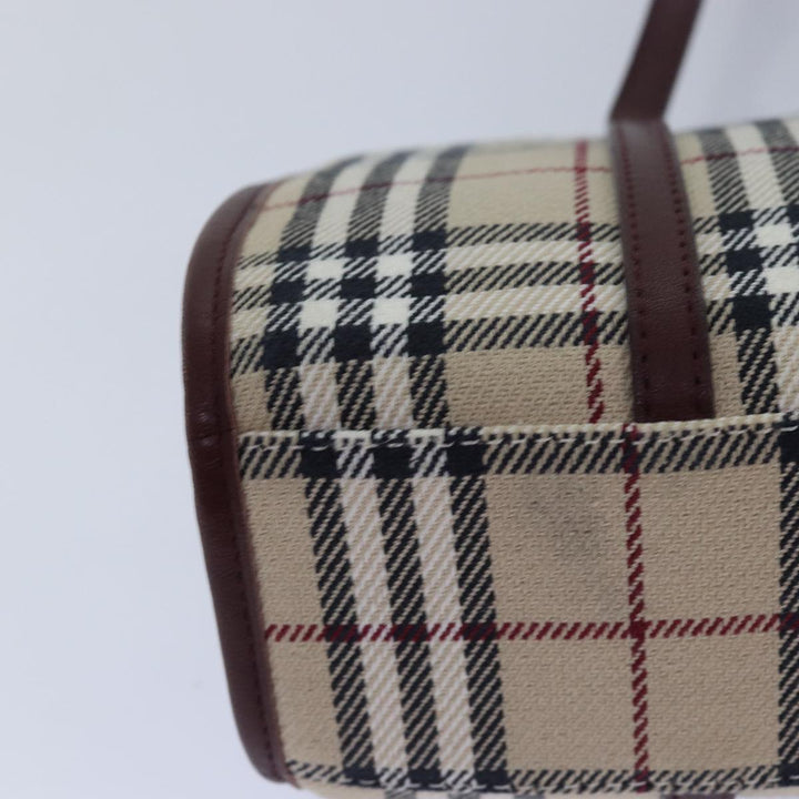 Burberry Nova Check Hand Bag Canvas Beige Auth yk13611