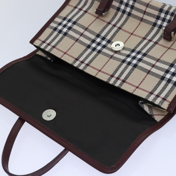 Burberry Nova Check Hand Bag Canvas Beige Auth yk13611