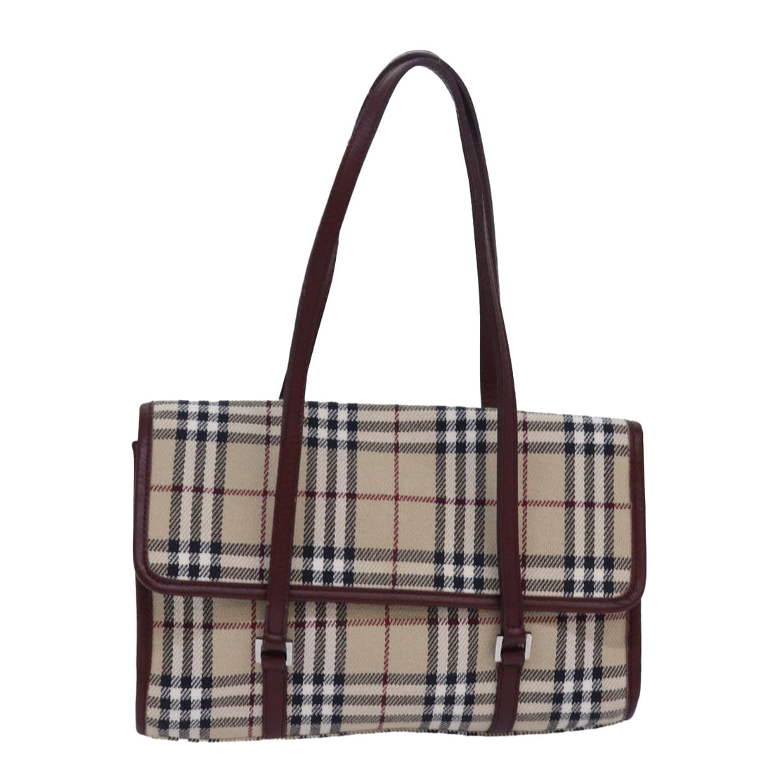 Burberry Nova Check Hand Bag Canvas Beige Auth yk13611