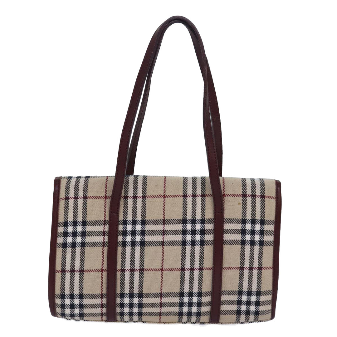 Burberry Nova Check Hand Bag Canvas Beige Auth yk13611