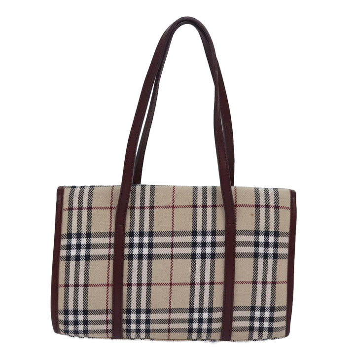 Burberry Nova Check Hand Bag Canvas Beige Auth yk13611