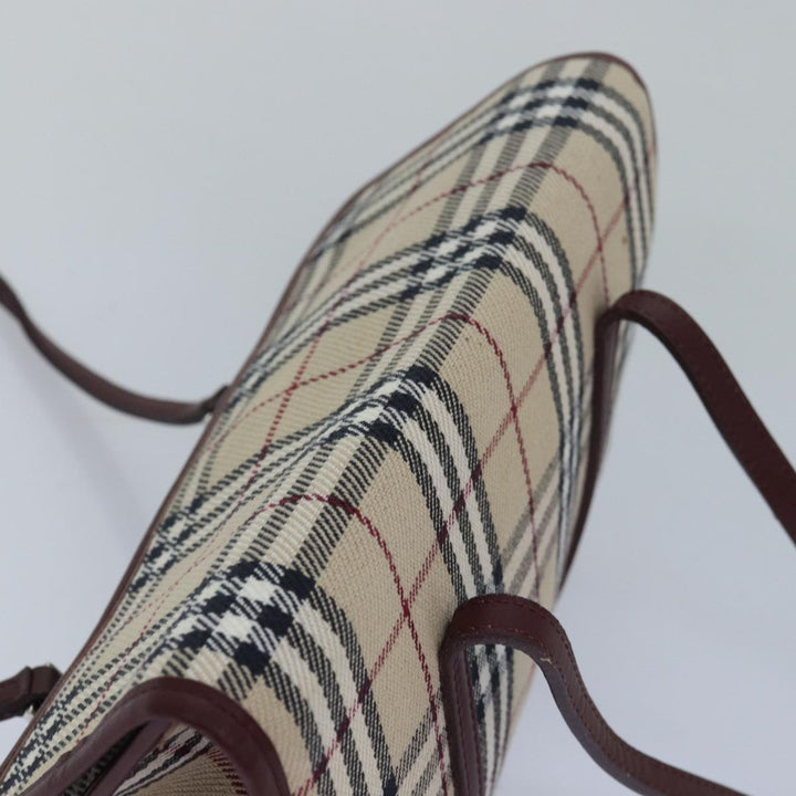 Burberry Nova Check Hand Bag Canvas Beige Auth yk13611