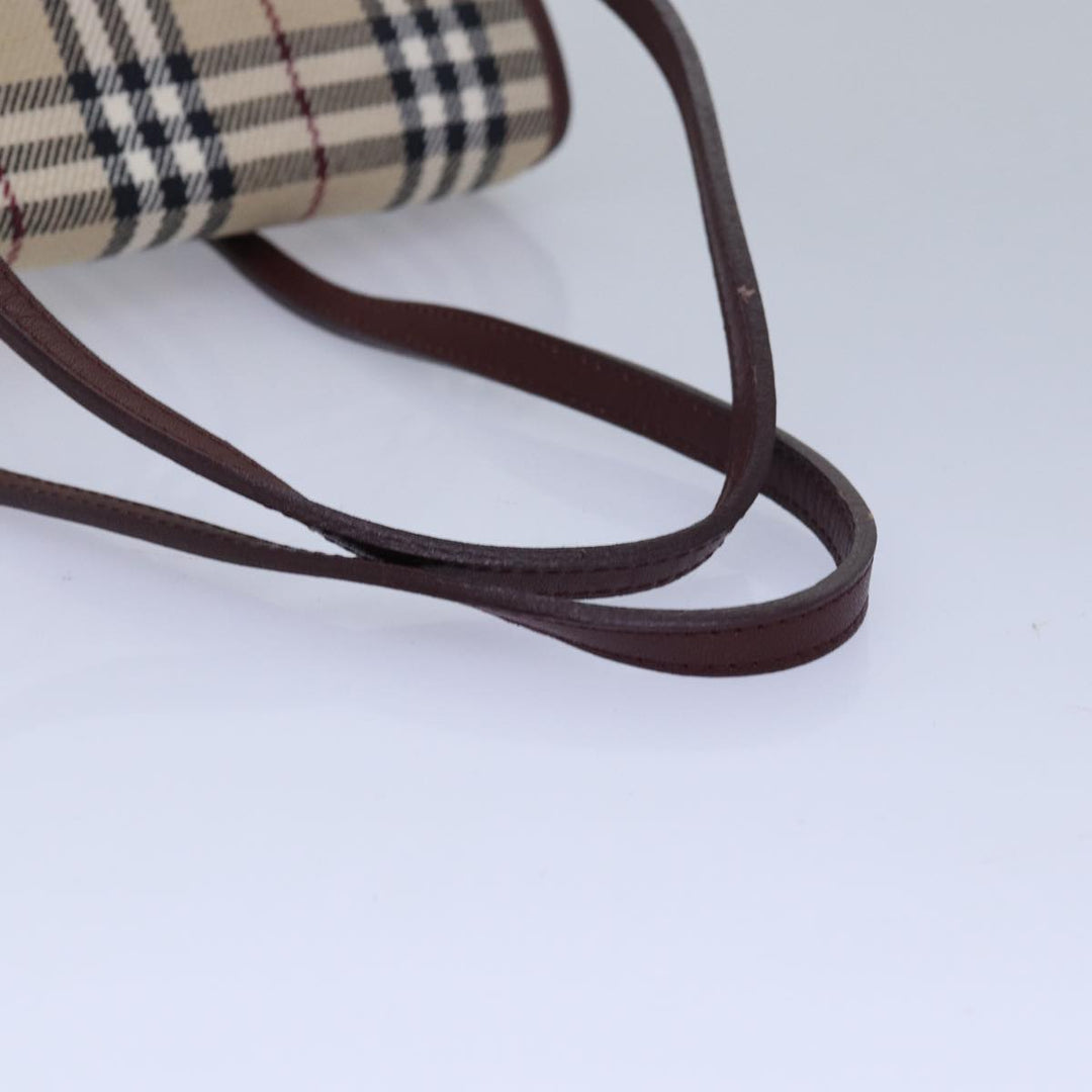 Burberry Nova Check Hand Bag Canvas Beige Auth yk13611