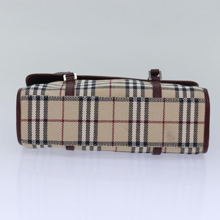 Burberry Nova Check Hand Bag Canvas Beige Auth yk13611