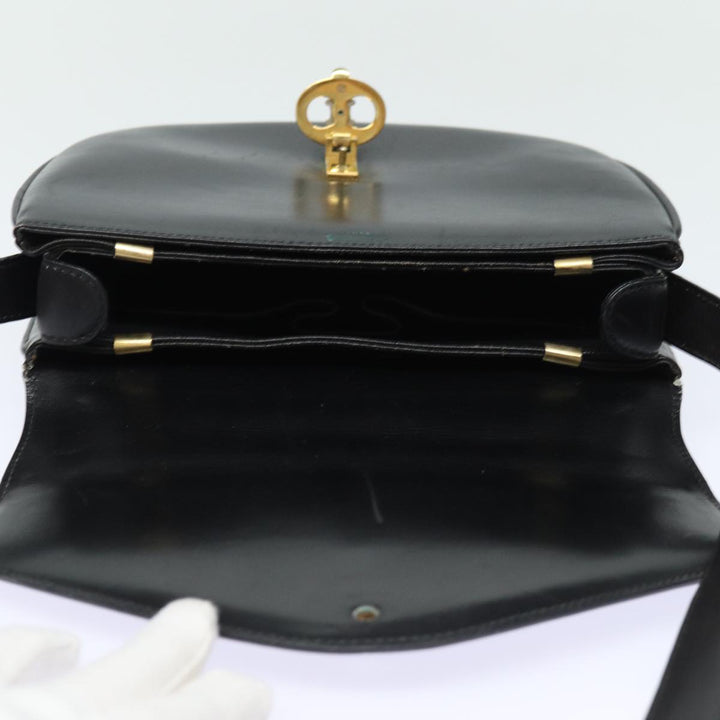 Celine Shoulder Bag Leather Black 13626