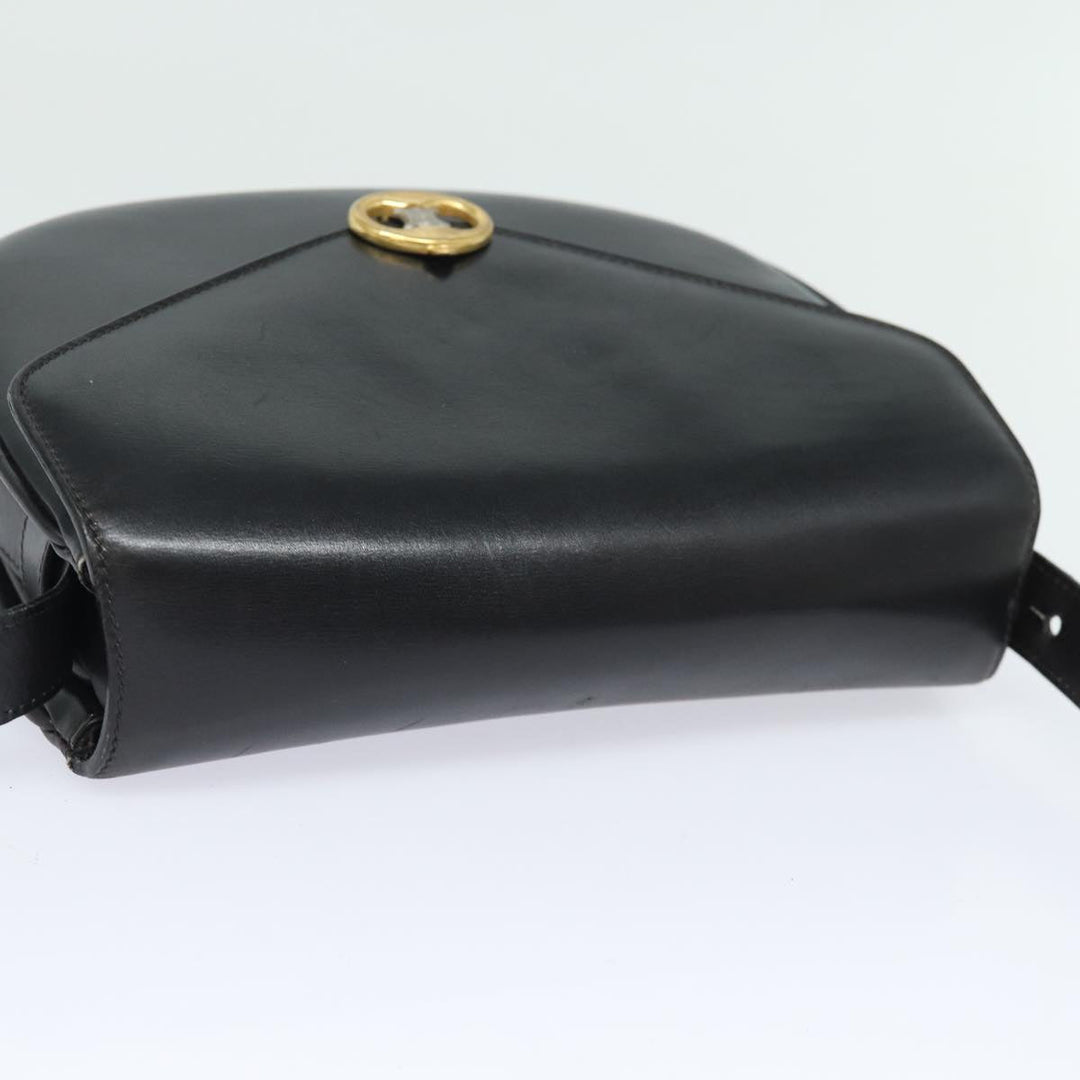 Celine Shoulder Bag Leather Black 13626