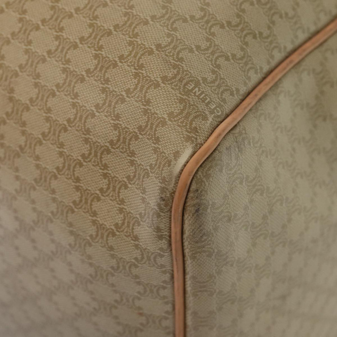 Celine Macadam Canvas Boston Bag Beige Auth yk13637