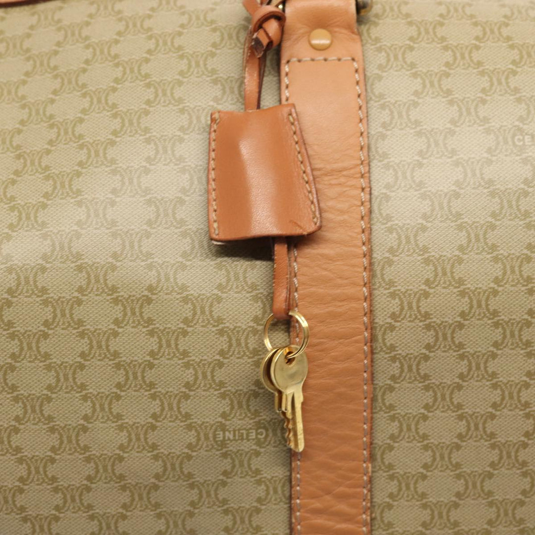 Celine Macadam Canvas Boston Bag Beige Auth yk13637