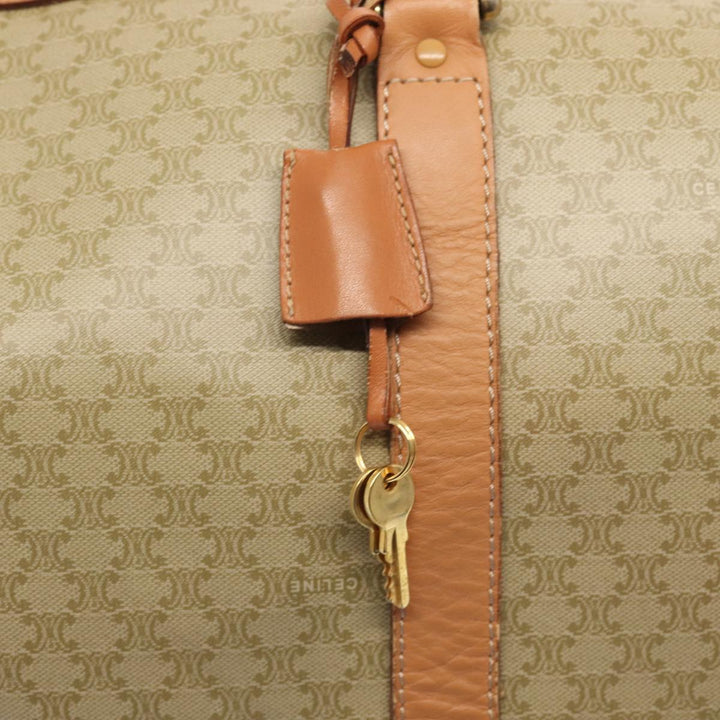 Celine Macadam Canvas Boston Bag Beige Auth yk13637