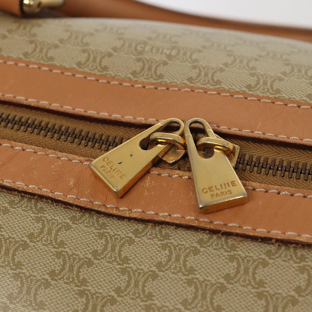 Celine Macadam Canvas Boston Bag Beige Auth yk13637