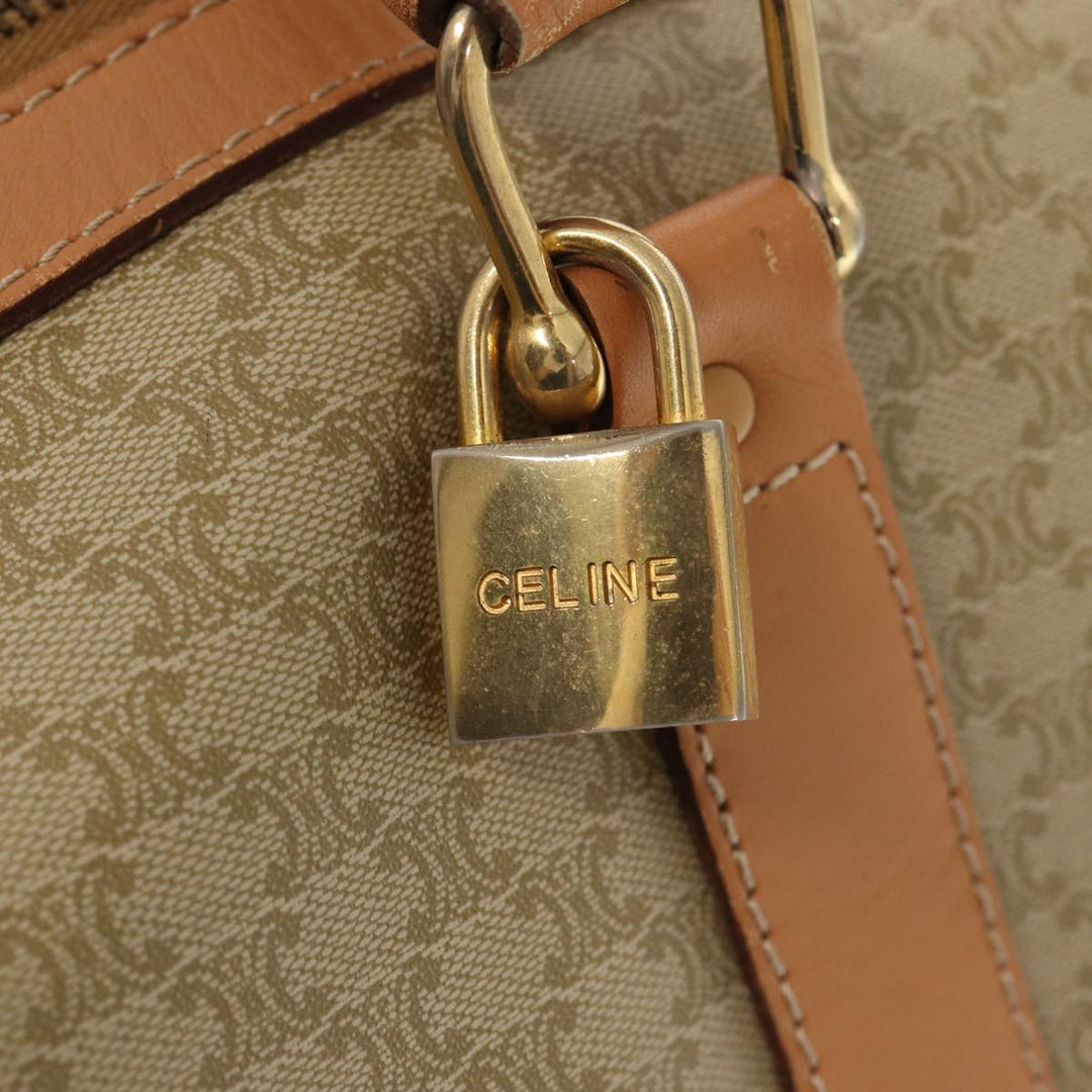 Celine Macadam Canvas Boston Bag Beige Auth yk13637