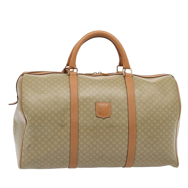 Celine Macadam Canvas Boston Bag Beige Auth yk13637