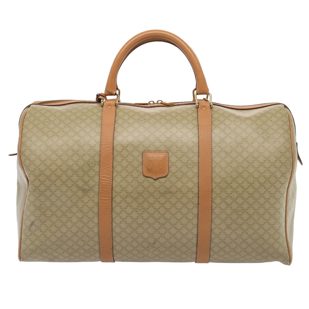Celine Macadam Canvas Boston Bag Beige Auth yk13637