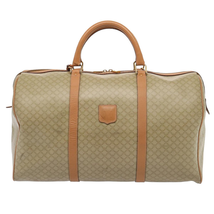 Celine Macadam Canvas Boston Bag Beige Auth yk13637