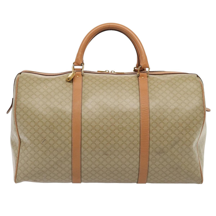 Celine Macadam Canvas Boston Bag Beige Auth yk13637