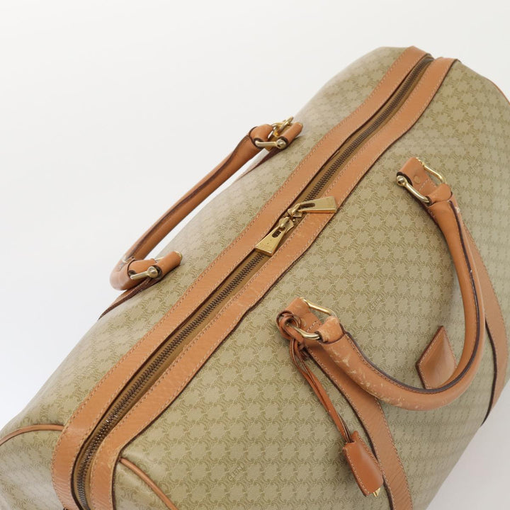 Celine Macadam Canvas Boston Bag Beige Auth yk13637