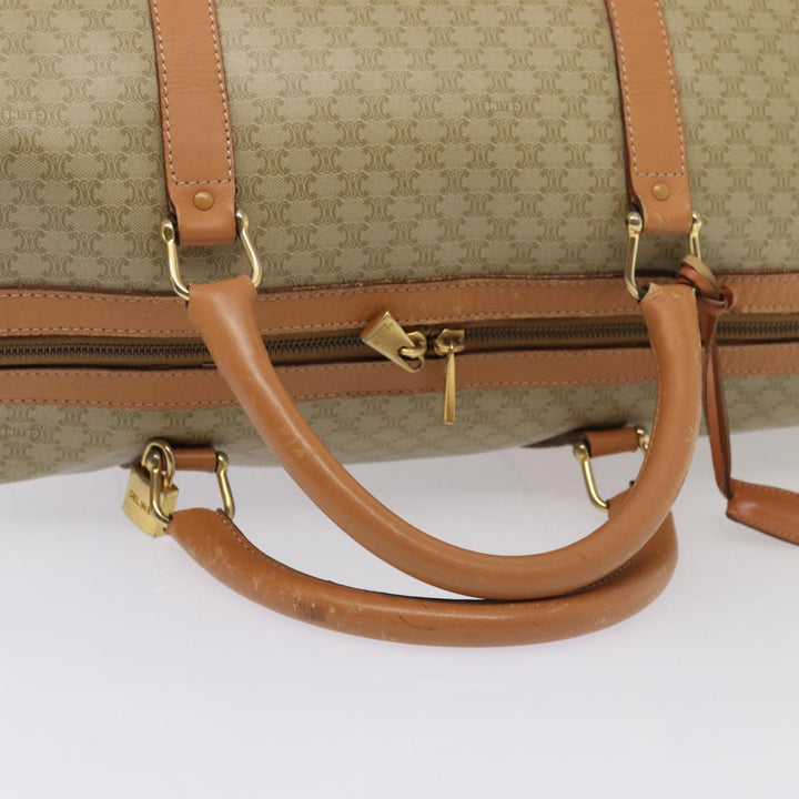 Celine Macadam Canvas Boston Bag Beige Auth yk13637
